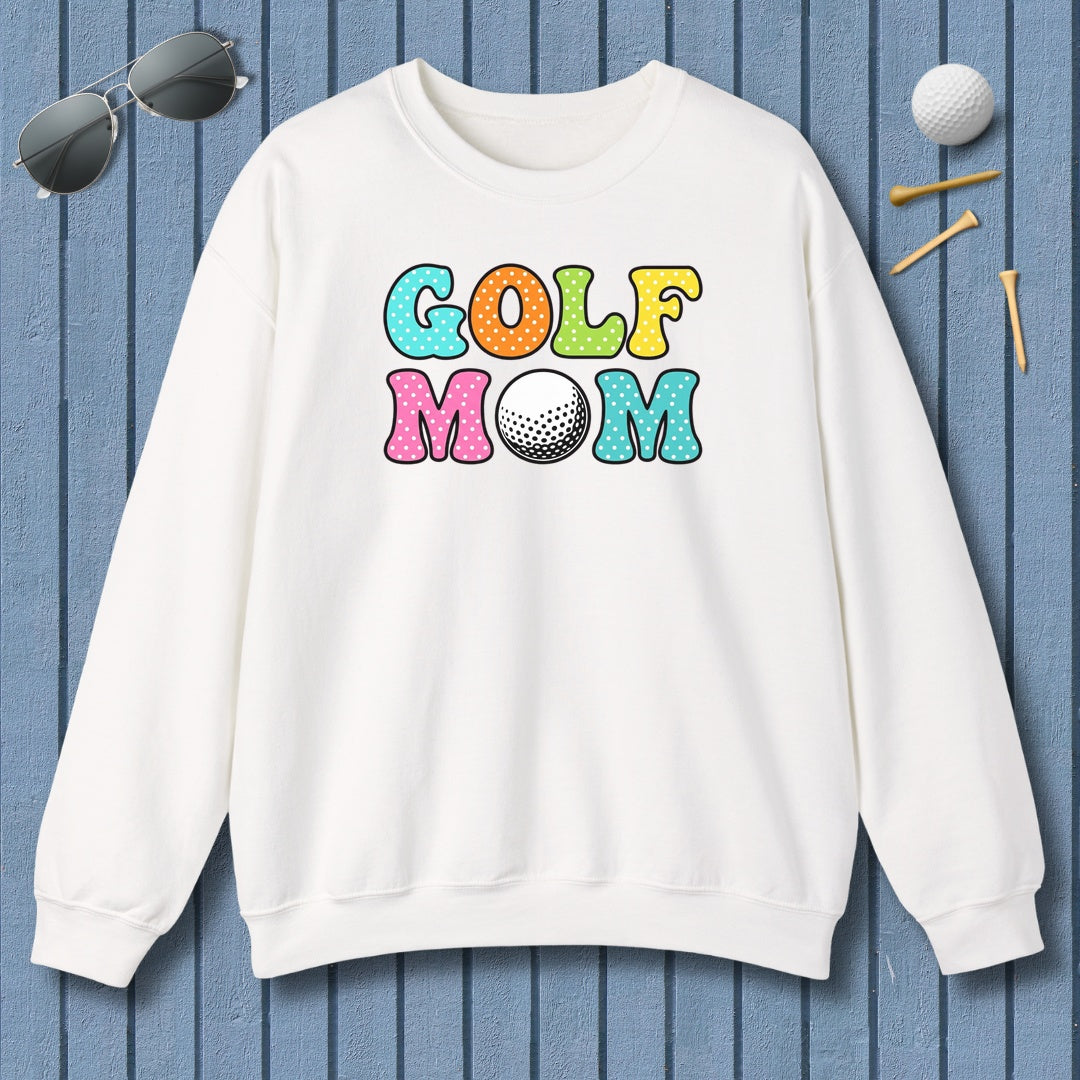 BUBBLY GOLF MOM, Polka Dot Pop - Adult Golf Sweatshirt in White