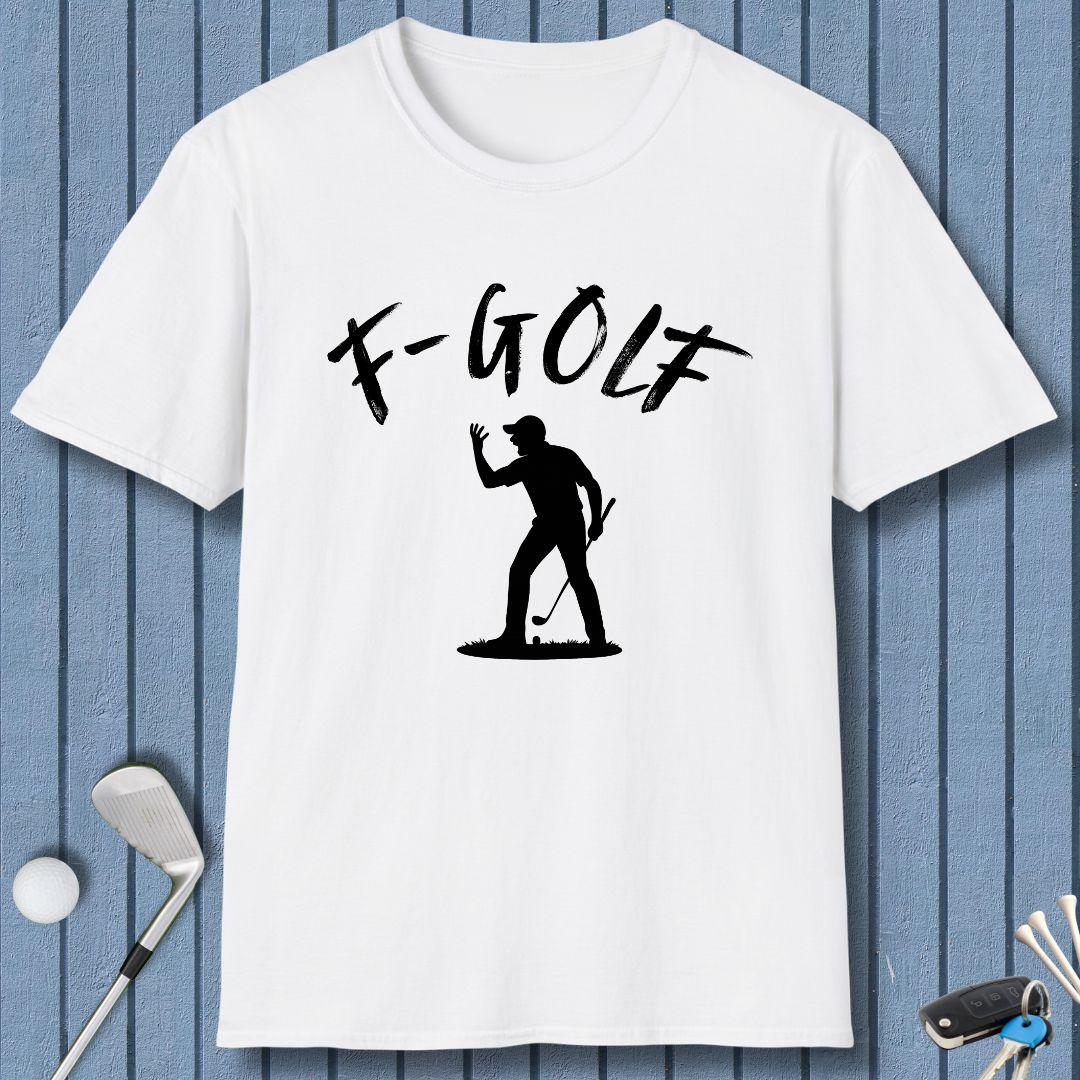 F-Golf - Male Golfer T-Shirt in White, great for casual wear. Find more fun golf focused products at oneforetheages.com
