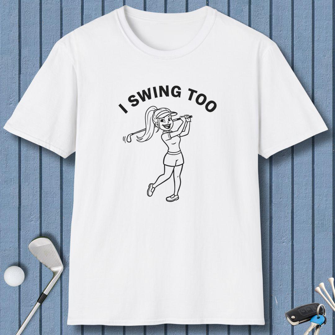 Retro “I SWING TOO” Women’s Golf T-Shirt – Funny Vintage Golf Design