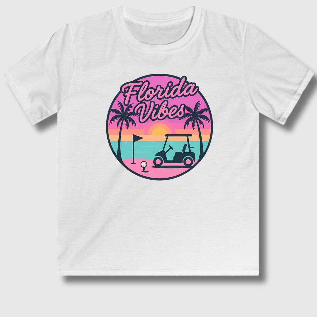 Golf Vibes - Florida Sunshine Edition - Youth Golf T-Shirt in White