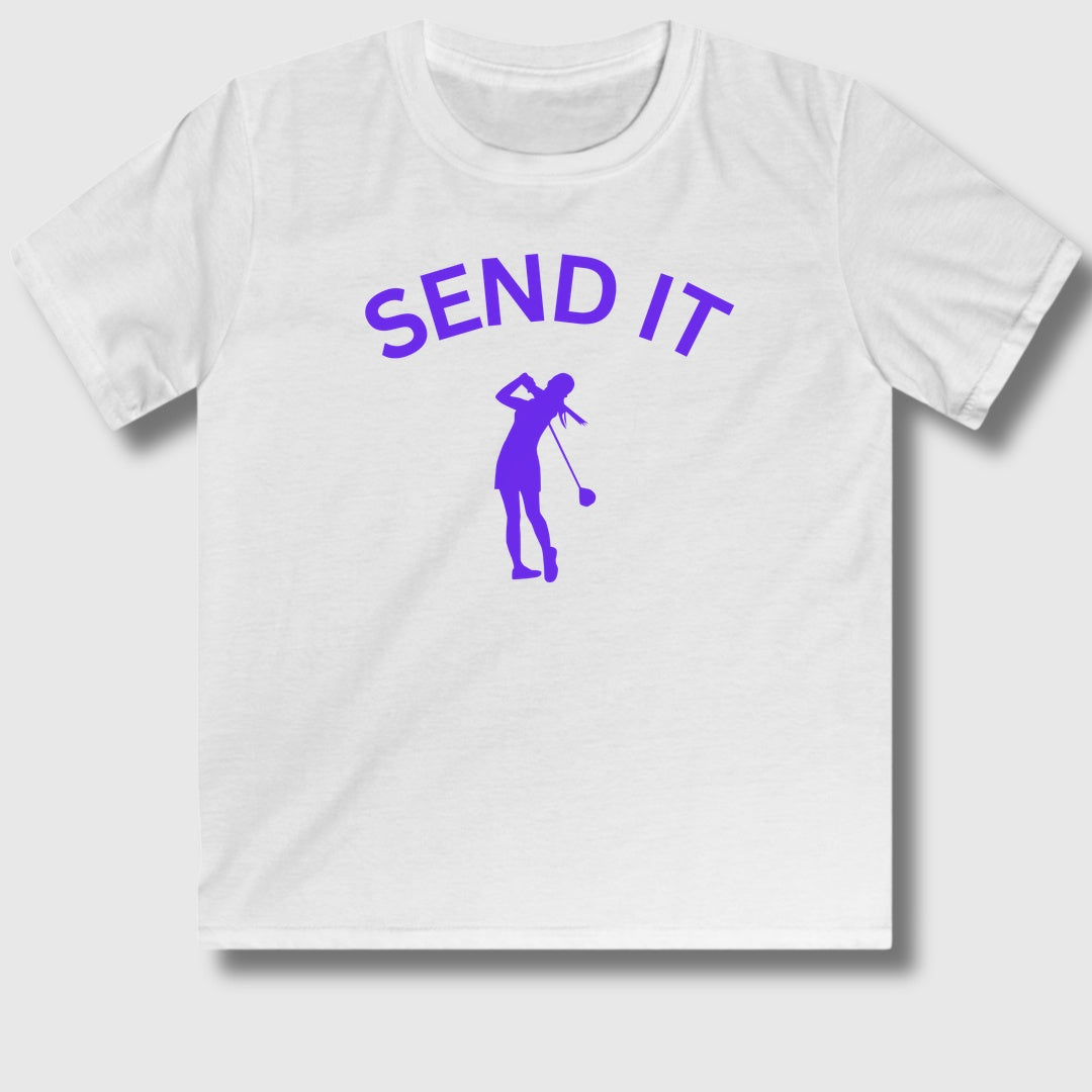 SEND IT (Female) - Youth Golf T-Shirt in White