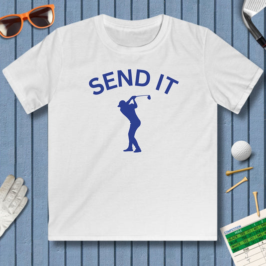 SEND IT (Male) - Youth Golf T-Shirt in White