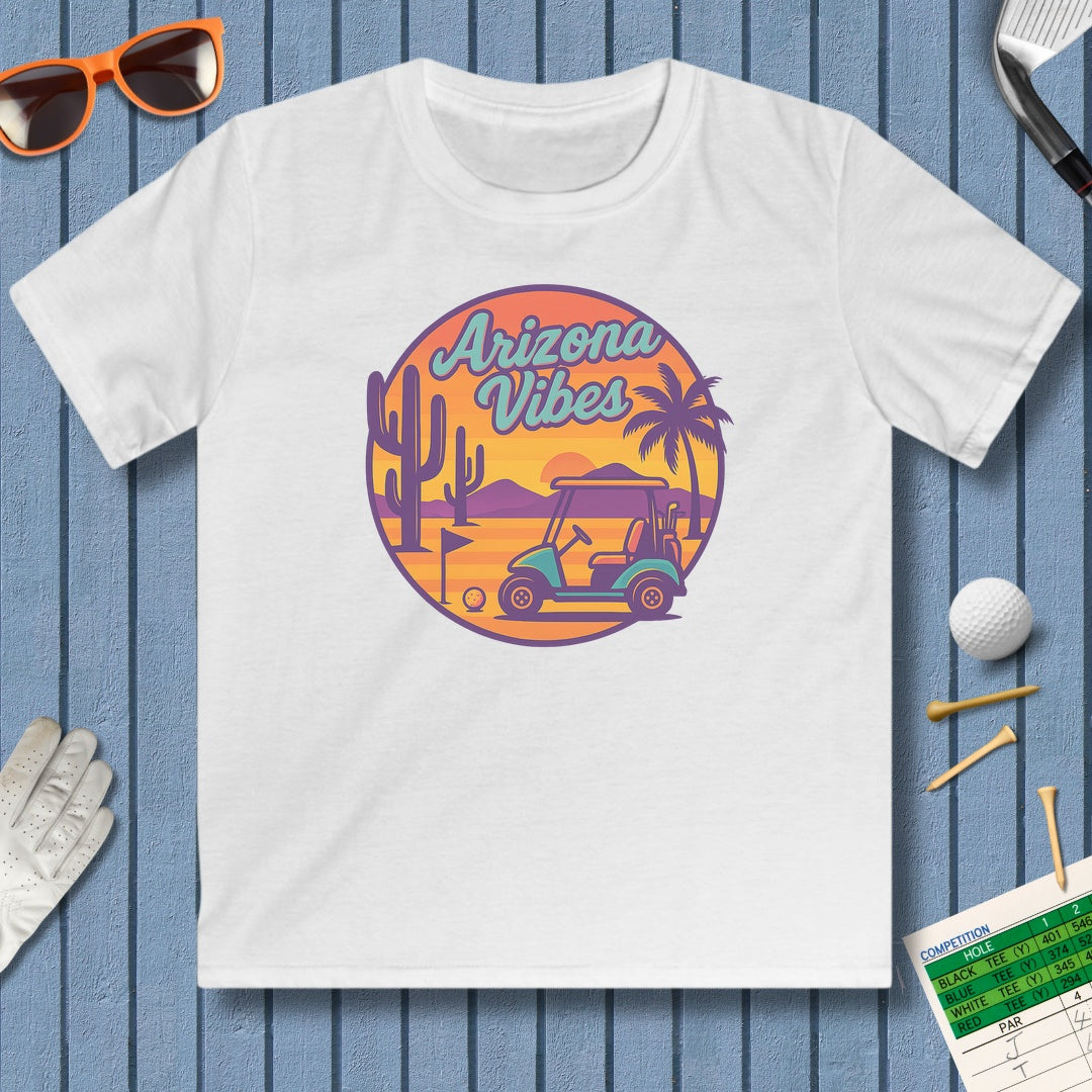 Golf Vibes - Arizona - Desert Edition Golf Destination - Youth Golf T-Shirt in White