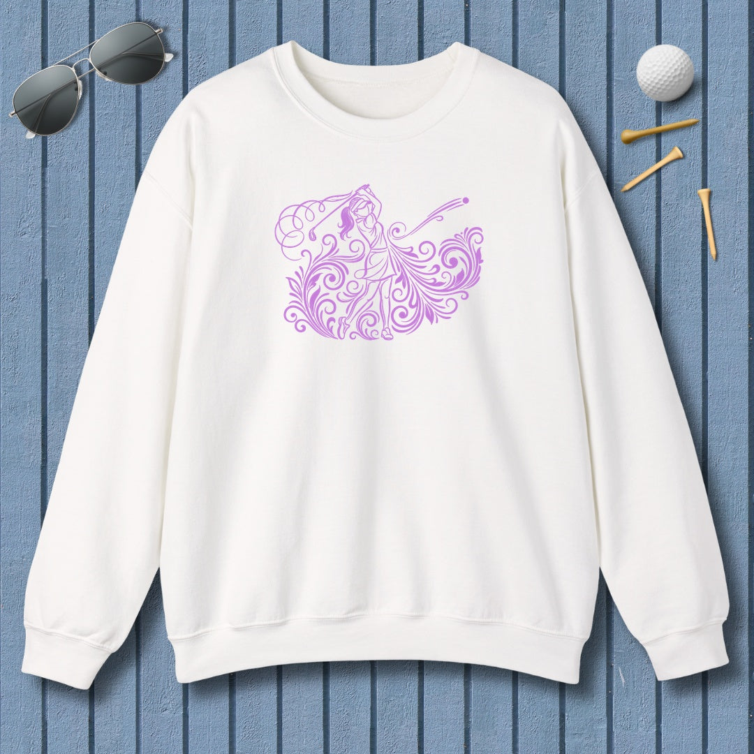 GRACE IN MOTION - Women's Golf Swirl Art - Adult Golf Sweatshirt in White