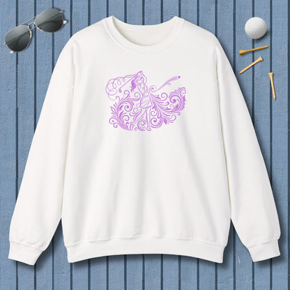 GRACE IN MOTION - Women's Golf Swirl Art - Adult Golf Sweatshirt in White