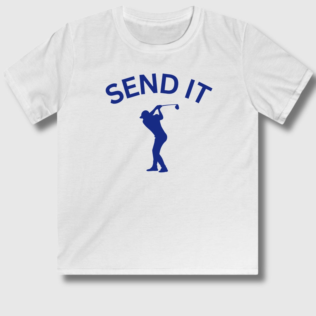 SEND IT (Male) - Youth Golf T-Shirt in White