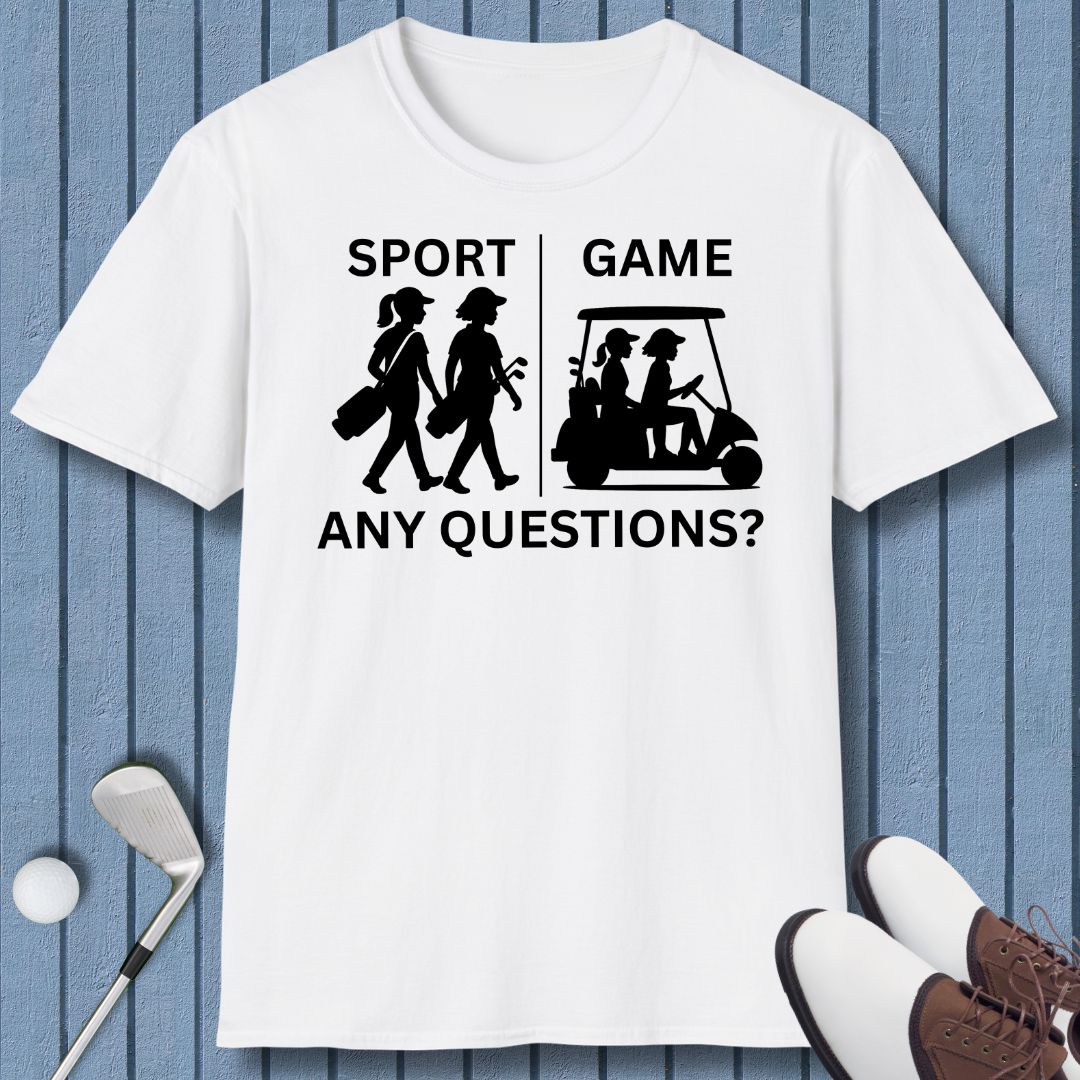 SPORT vs. GAME - Female in White, great for casual wear. Find more fun golf focused products at oneforetheages.com
