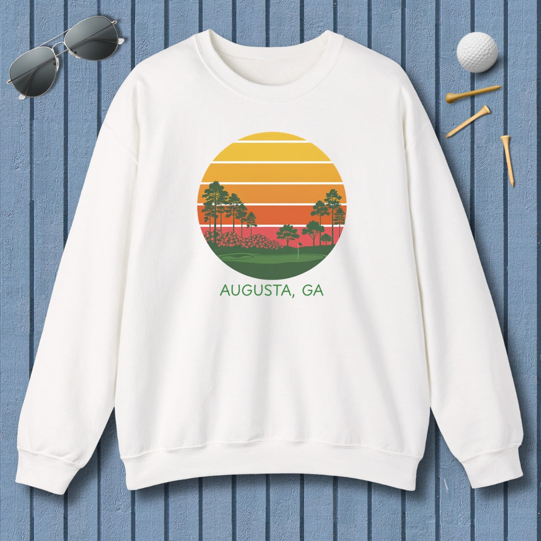Retro Sunset - Augusta - Adult Golf Sweatshirt in White