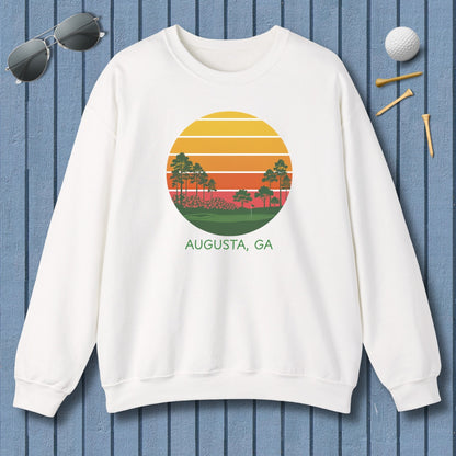 Retro Sunset - Augusta - Adult Golf Sweatshirt in White