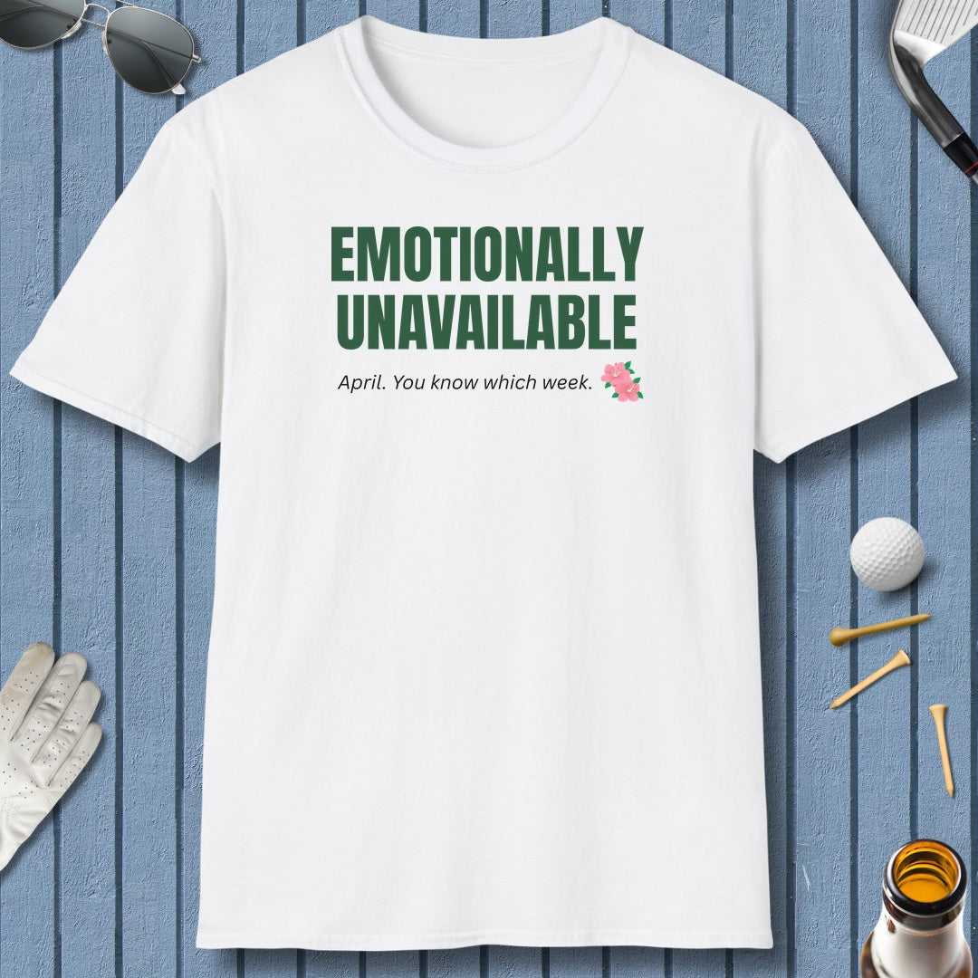 Emotionally Unavailable - Adult Golf T-Shirt in White