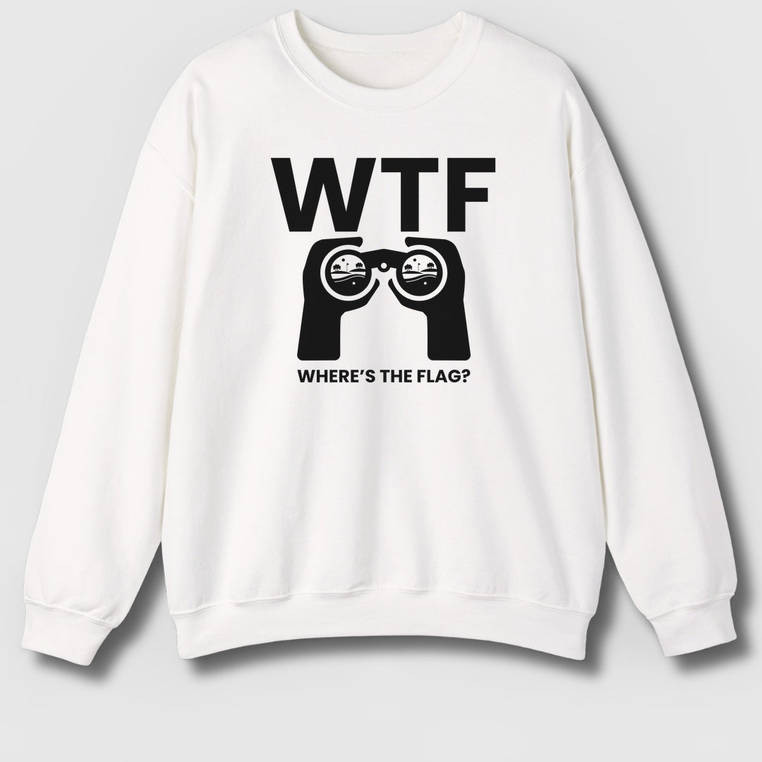 WTF - Where's the Flag - Adult Golf Sweatshirt in White