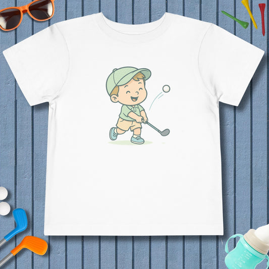 Happy Boy Golfer - Toddler Golf T-Shirt in White
