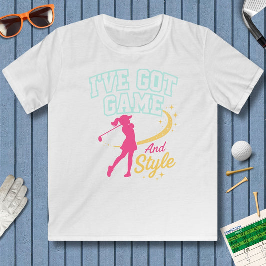 I've Got Game And Style - Youth Golf T-Shirt in White