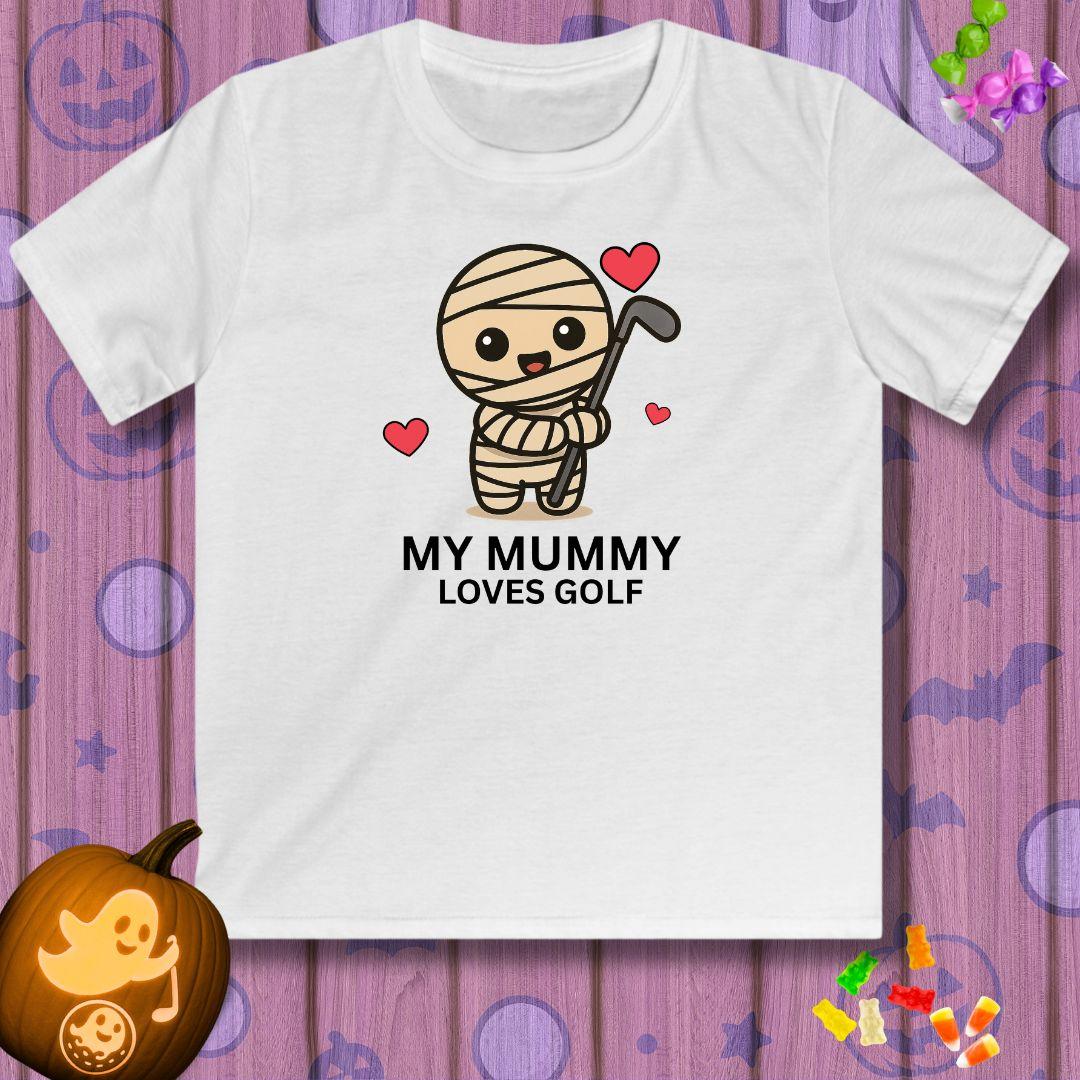 My Mummy Loves Golf  - Youth Halloween Golf T-Shirt