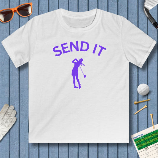 SEND IT (Female) - Youth Golf T-Shirt in White