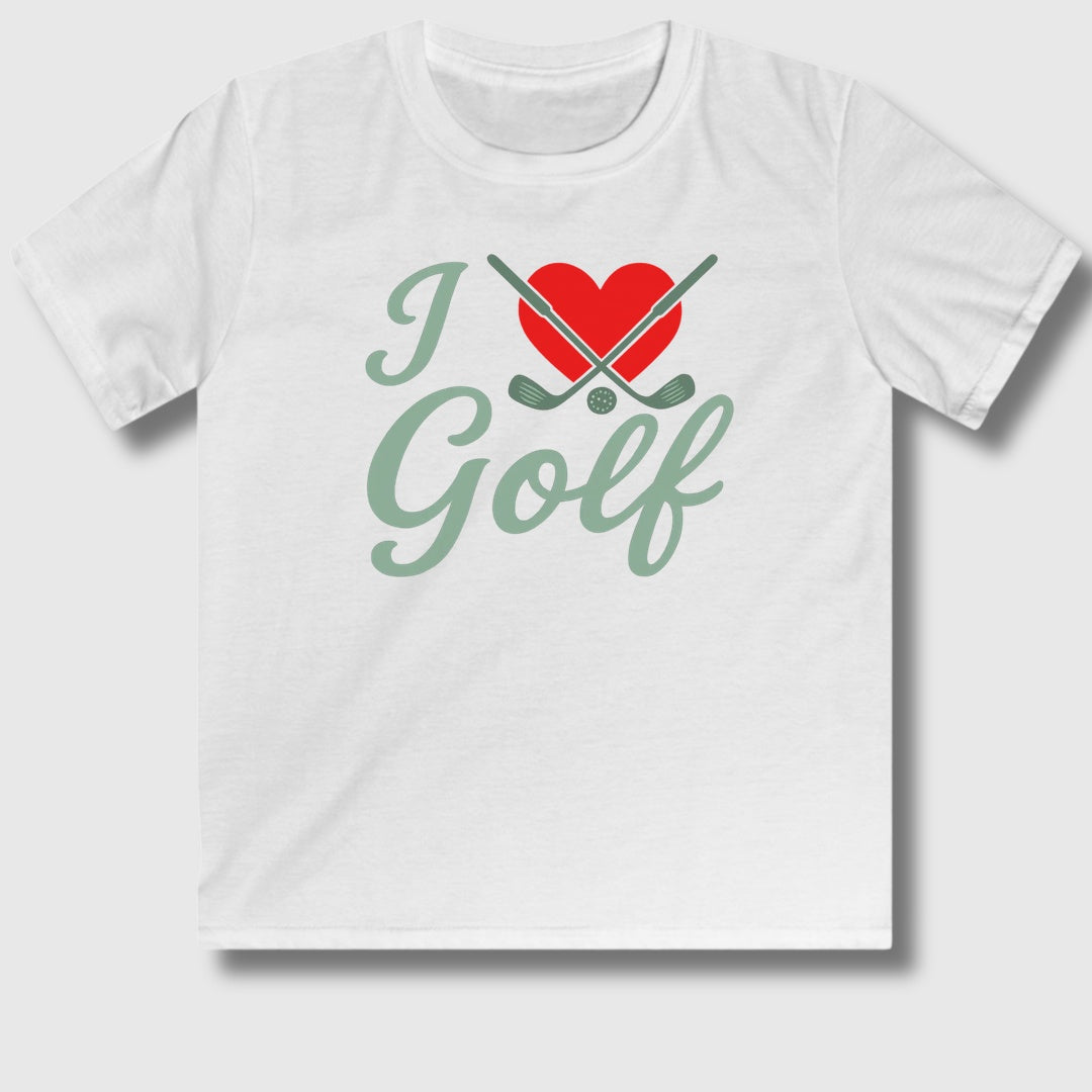I Love Golf - Youth Golf T-Shirt in White