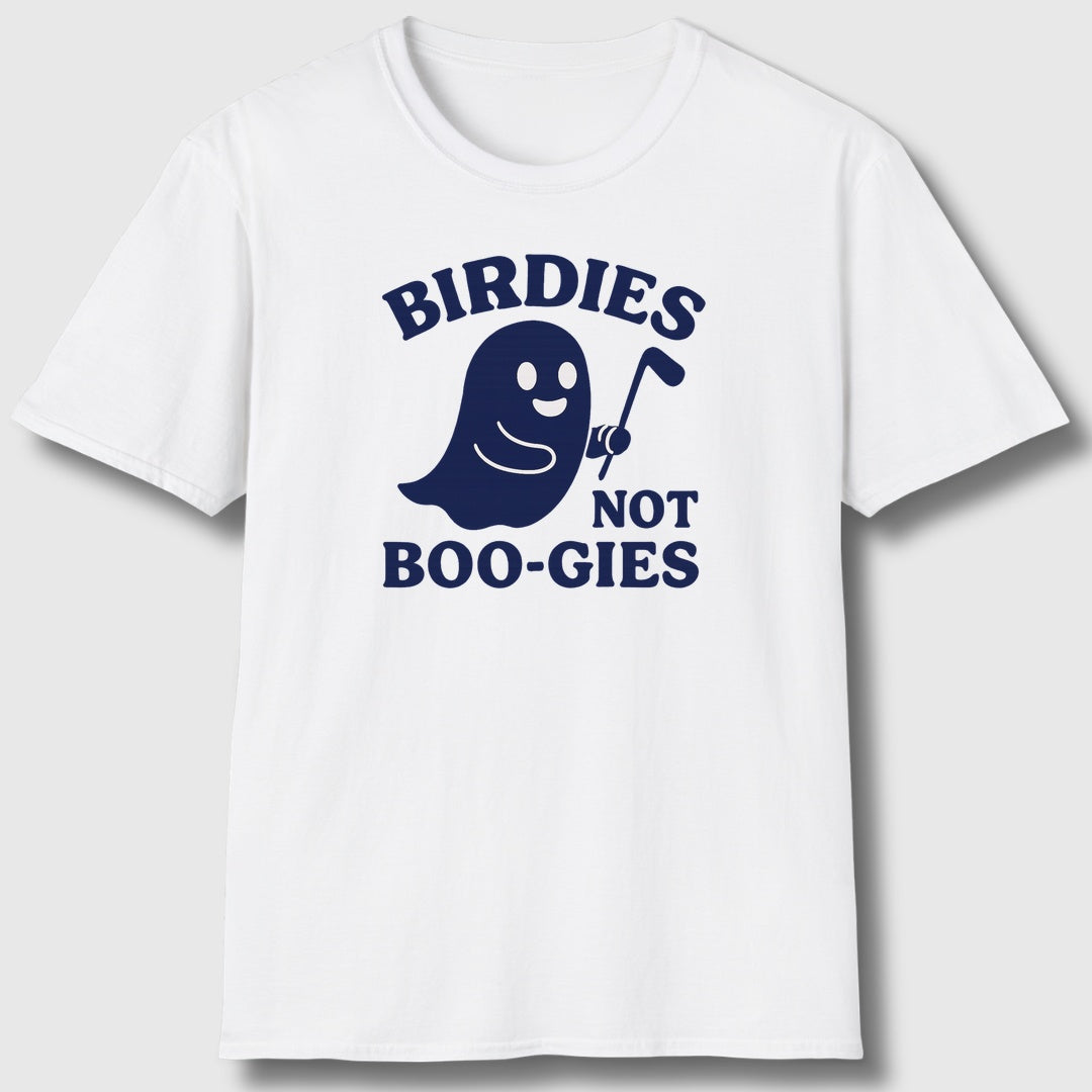 Birdies not BOO-GIES - Adult Golf T-Shirt in White