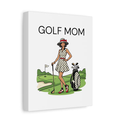 FASHIONABLE GOLF MOM, Polka Dot Dress Tee - Canvas Wall Art - White - 8×10 - front