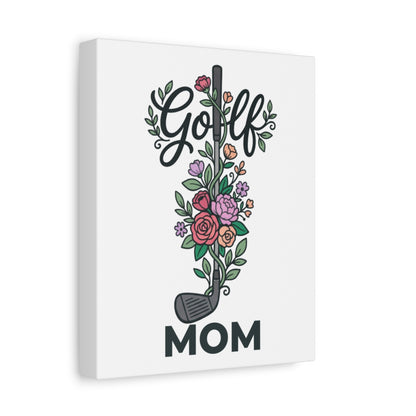 Golf Mom - Floral - Canvas Wall Art - White - 8×10 - front