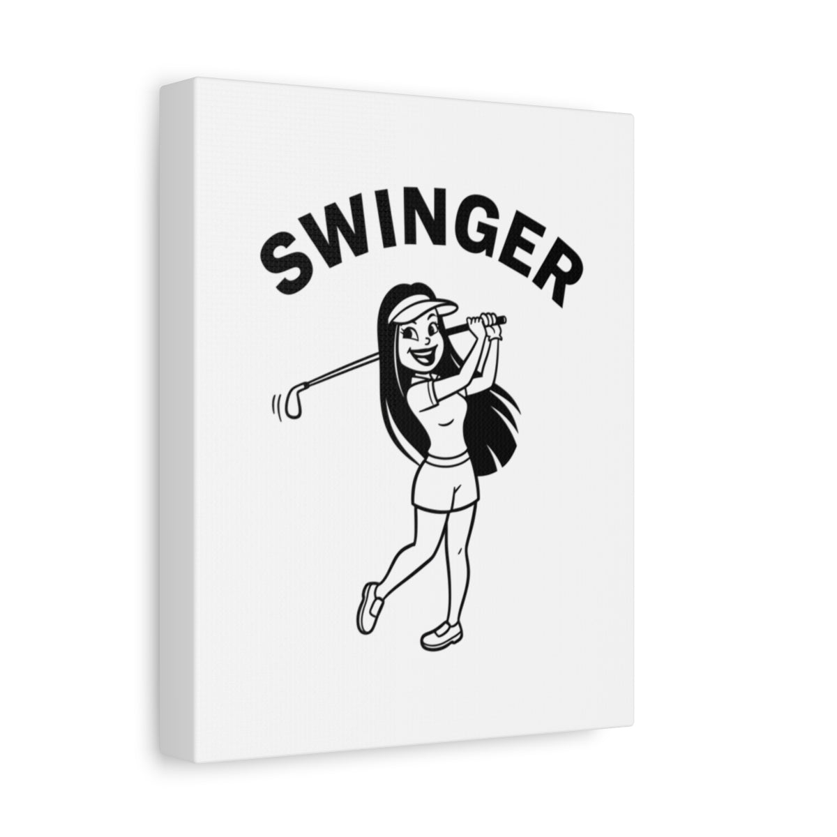 Retro Swinger Women's Golf T-Shirt - Canvas Wall Art - White - 8×10 - front