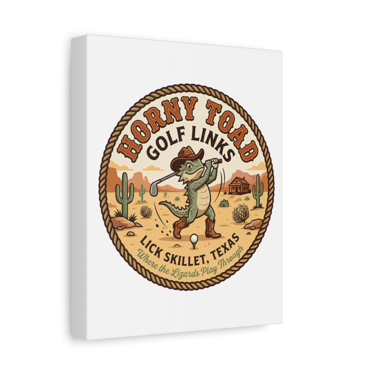 Horny Toad Golf Links - Lick Skillet, Texas - Canvas Wall Art - White - 8×10 - front