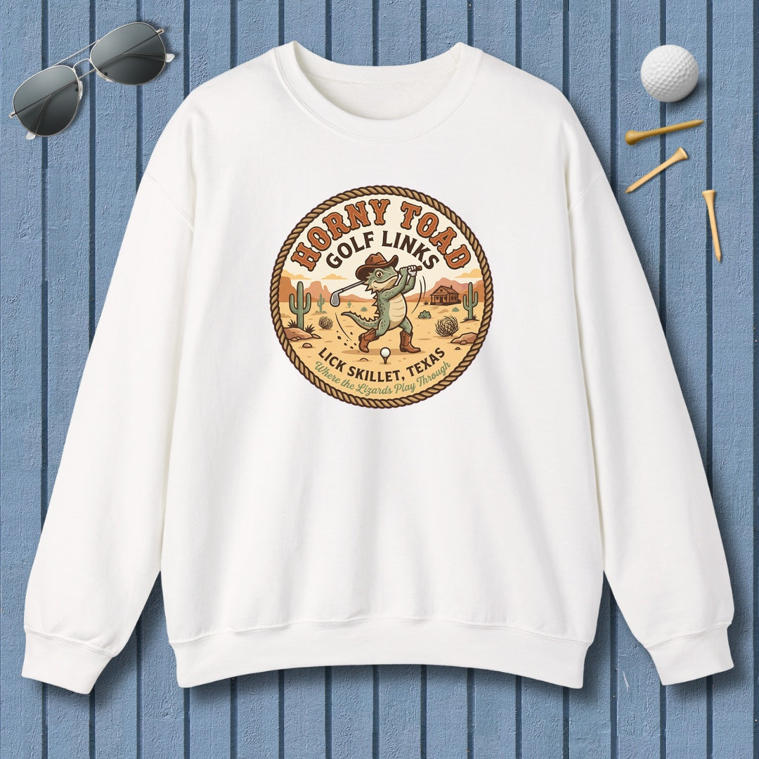 Horny Toad Golf Links - Lick Skillet, Texas - Adult Golf Sweatshirt in White