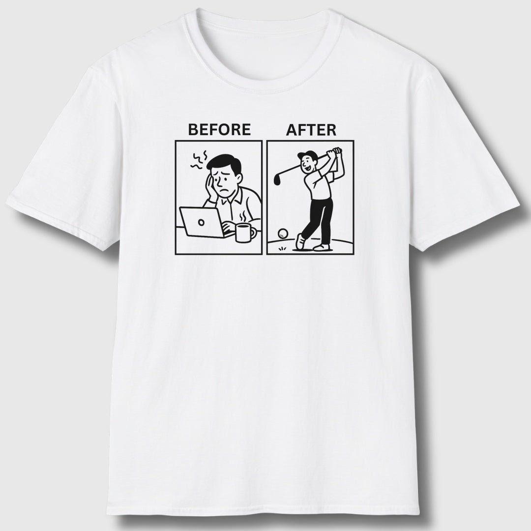 Before & After - Adult Golf T-Shirt in White