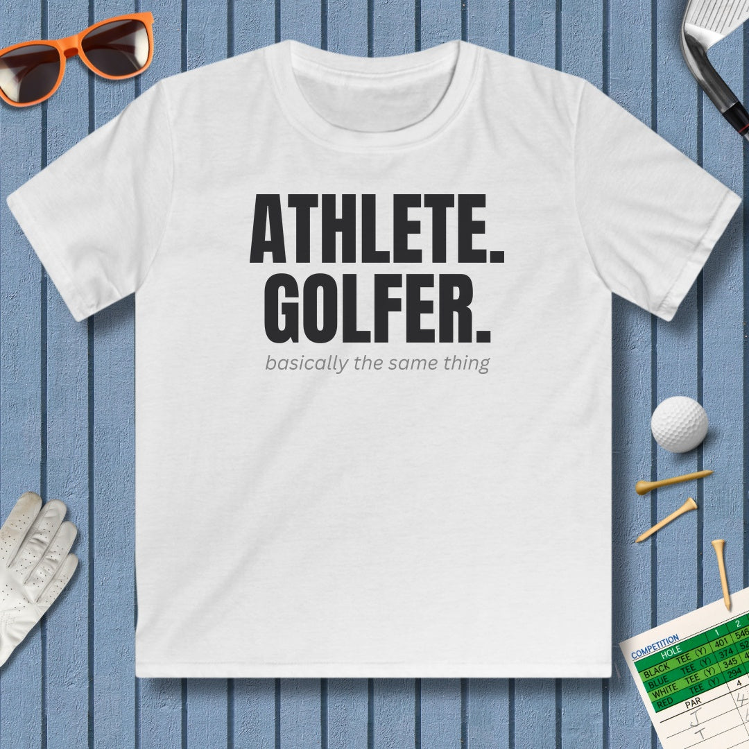Athlete. Golfer. Basically the Same Thing - Youth Golf T-Shirt in White