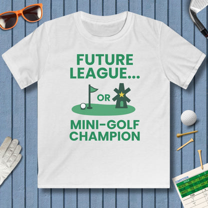 Future League or Mini-Golf Champion - Youth Golf T-Shirt in White