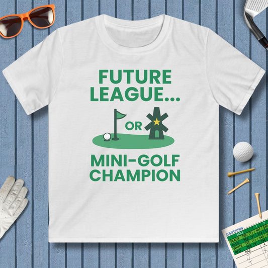 Future League or Mini-Golf Champion - Youth Golf T-Shirt in White