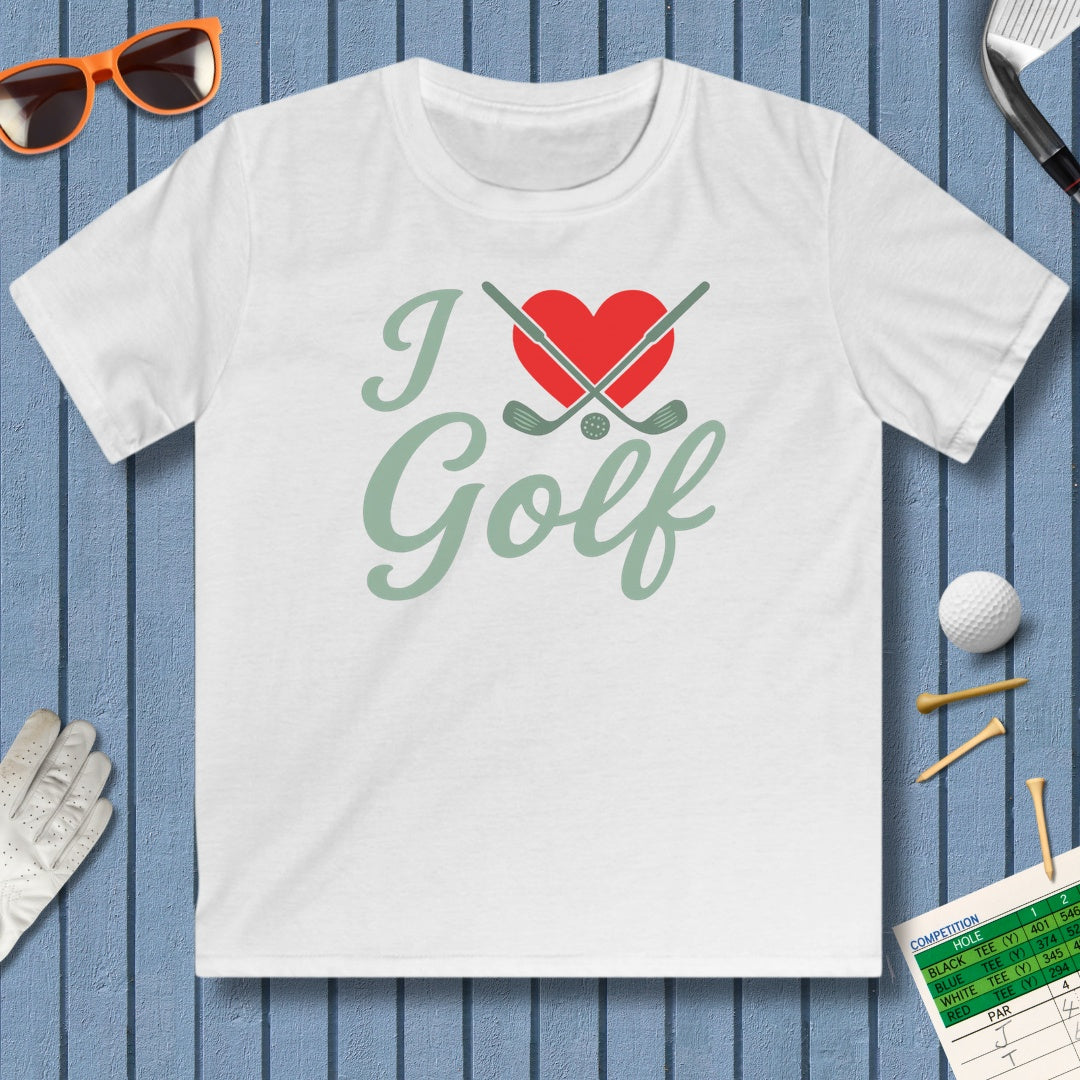 I Love Golf - Youth Golf T-Shirt in White