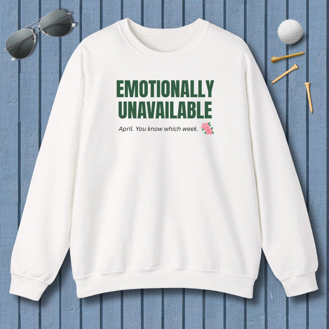 Emotionally Unavailable - Adult Golf Sweatshirt in White