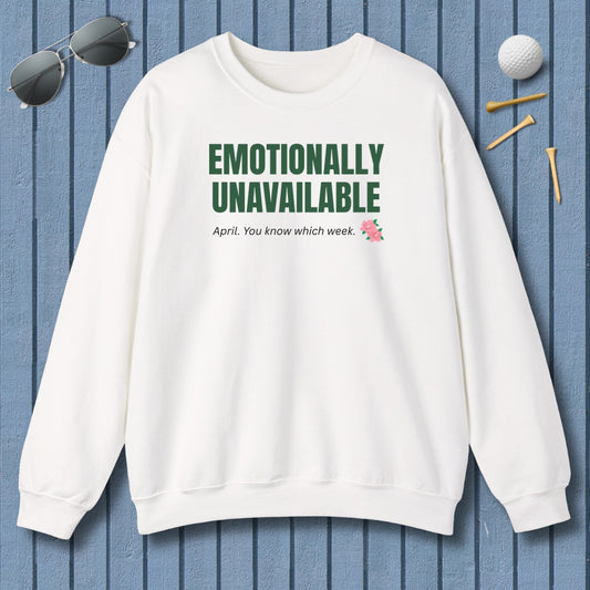 Emotionally Unavailable - Adult Golf Sweatshirt in White
