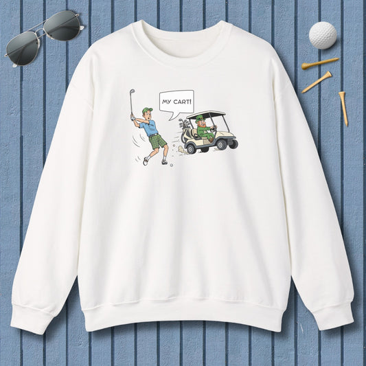 My Cart! - Adult Golf Sweatshirt in White
