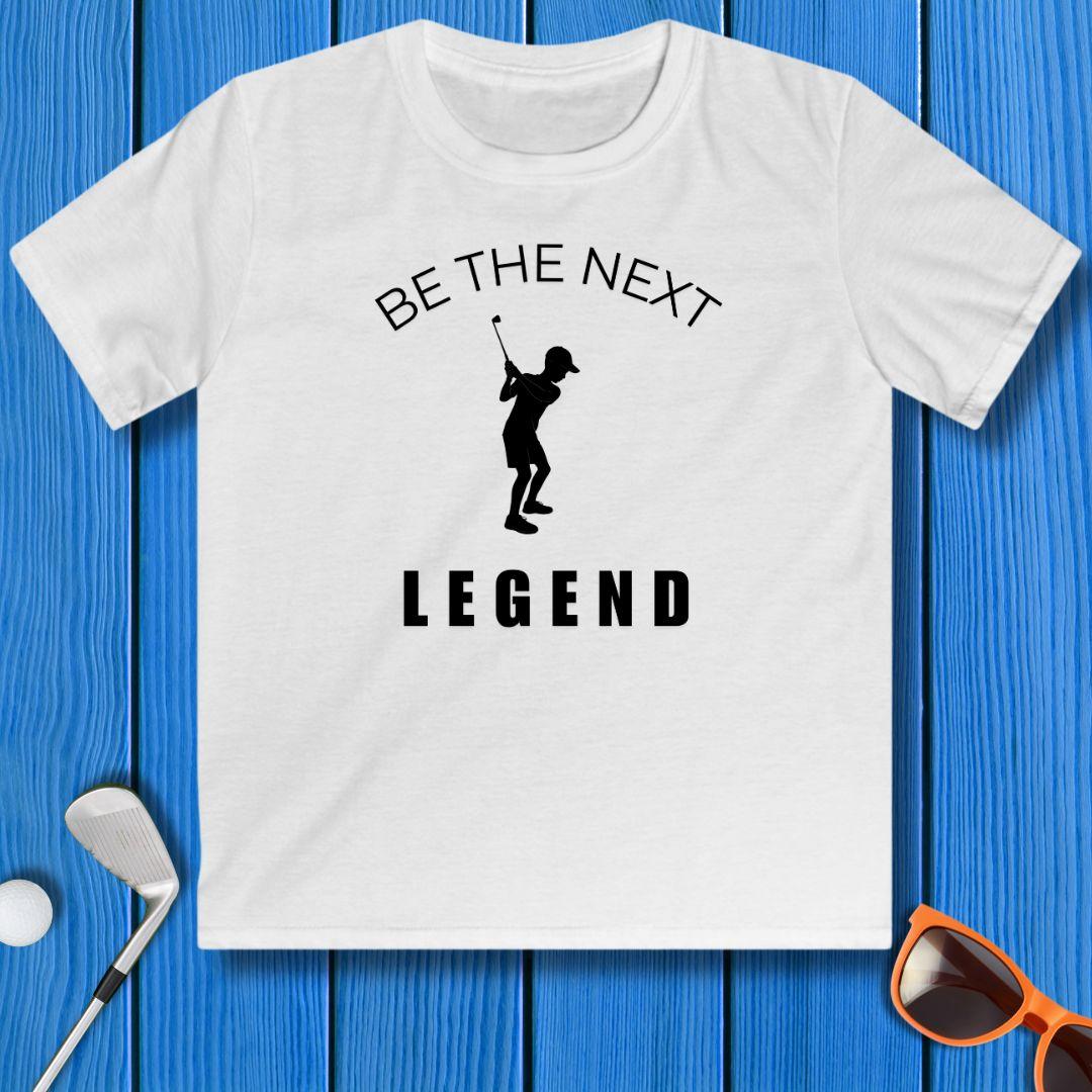 BE THE NEXT LEGEND - Boys T-shirt in White, great for casual wear. Find more fun golf focused products at oneforetheages.com