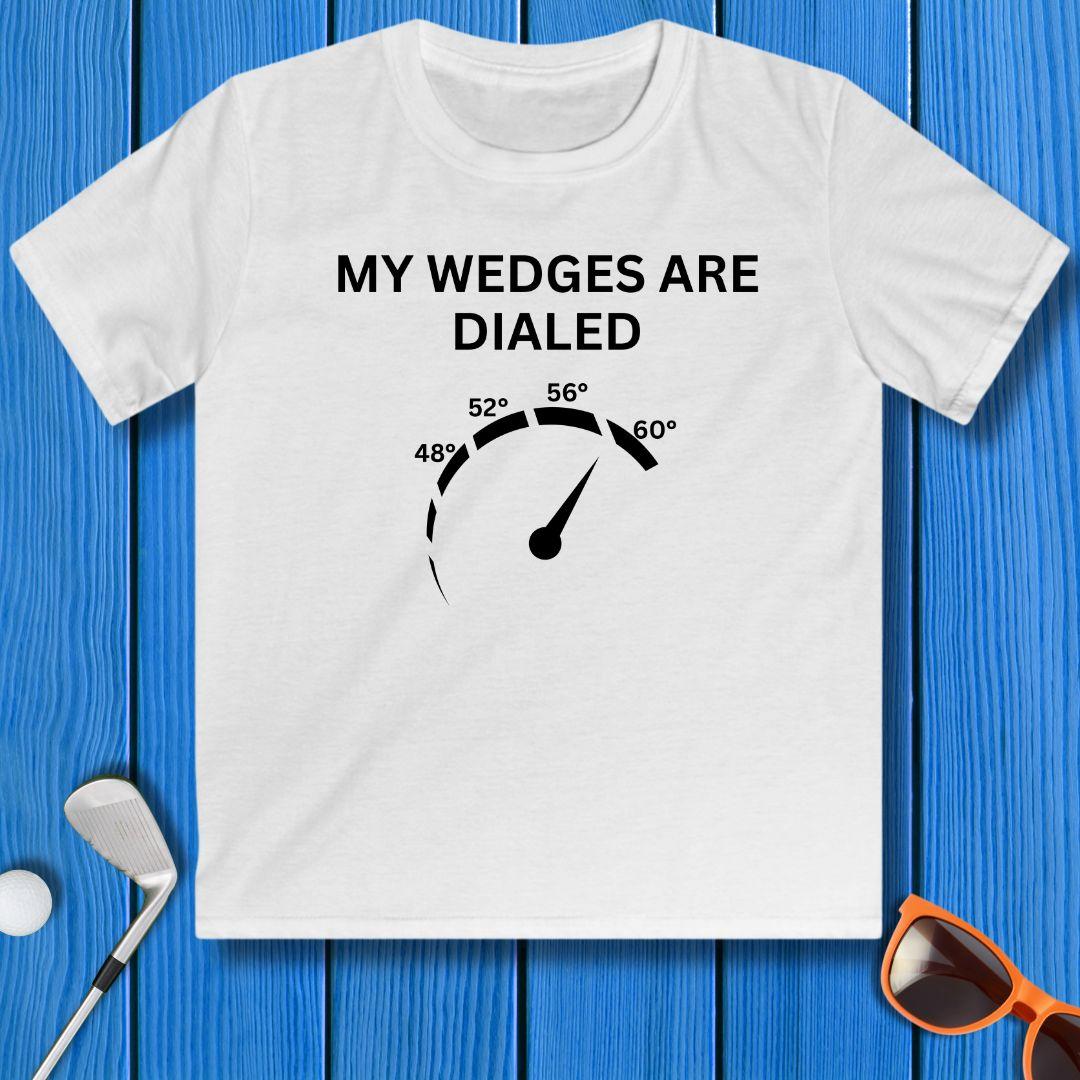 My Wedges are Dialed - Youth T-shirt in White, great for casual wear. Find more fun golf focused products at oneforetheages.com