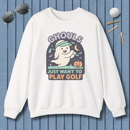 Ghouls Just Wanna Play Golf - Adult Golf Sweatshirt in White