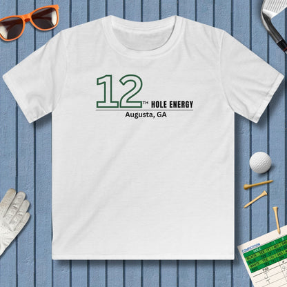 12th Hole Energy - Youth Golf T-Shirt in White