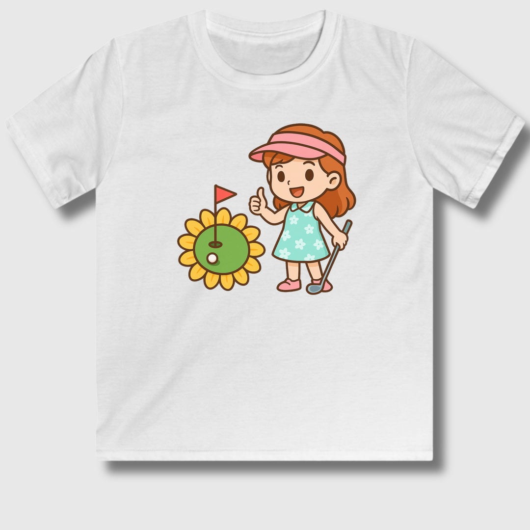 Sunflower Green - Youth Golf T-Shirt in White