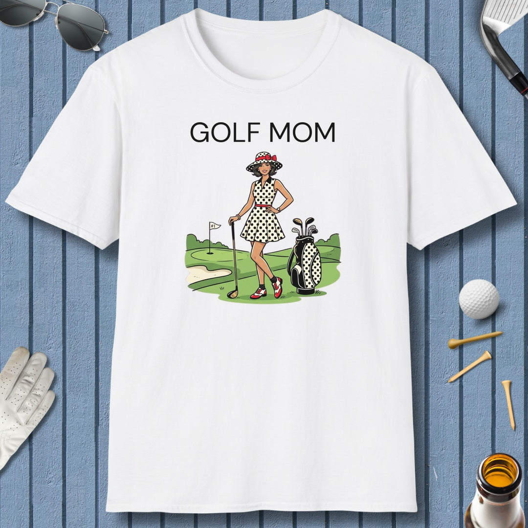 FASHIONABLE GOLF MOM, Polka Dot Dress Tee - Adult Golf T-Shirt in White