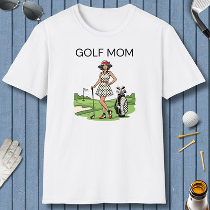 FASHIONABLE GOLF MOM, Polka Dot Dress Tee - Adult Golf T-Shirt in White