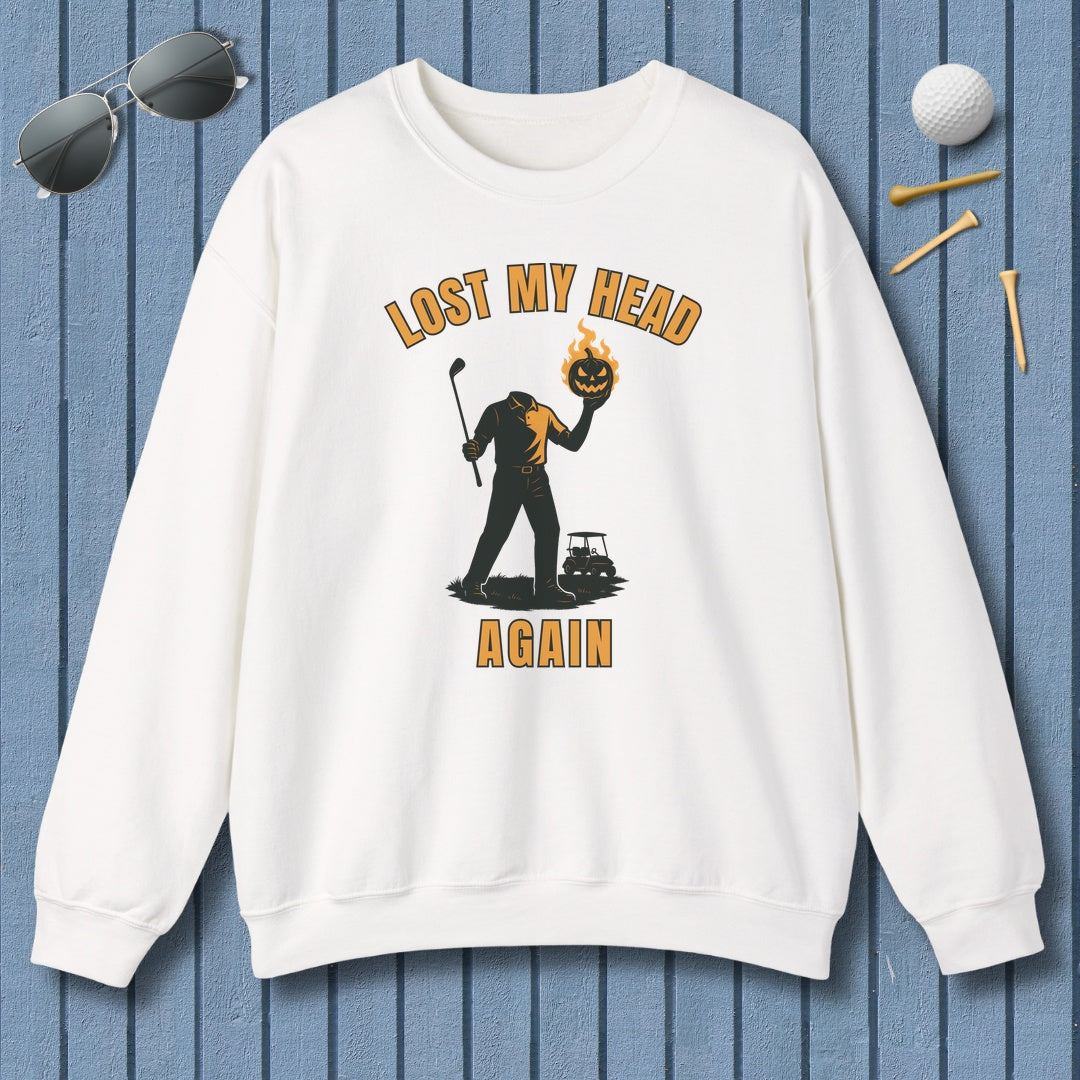 Lost My Head, Again - Adult Golf Sweatshirt in White