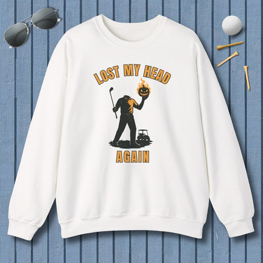 Lost My Head, Again - Adult Golf Sweatshirt in White