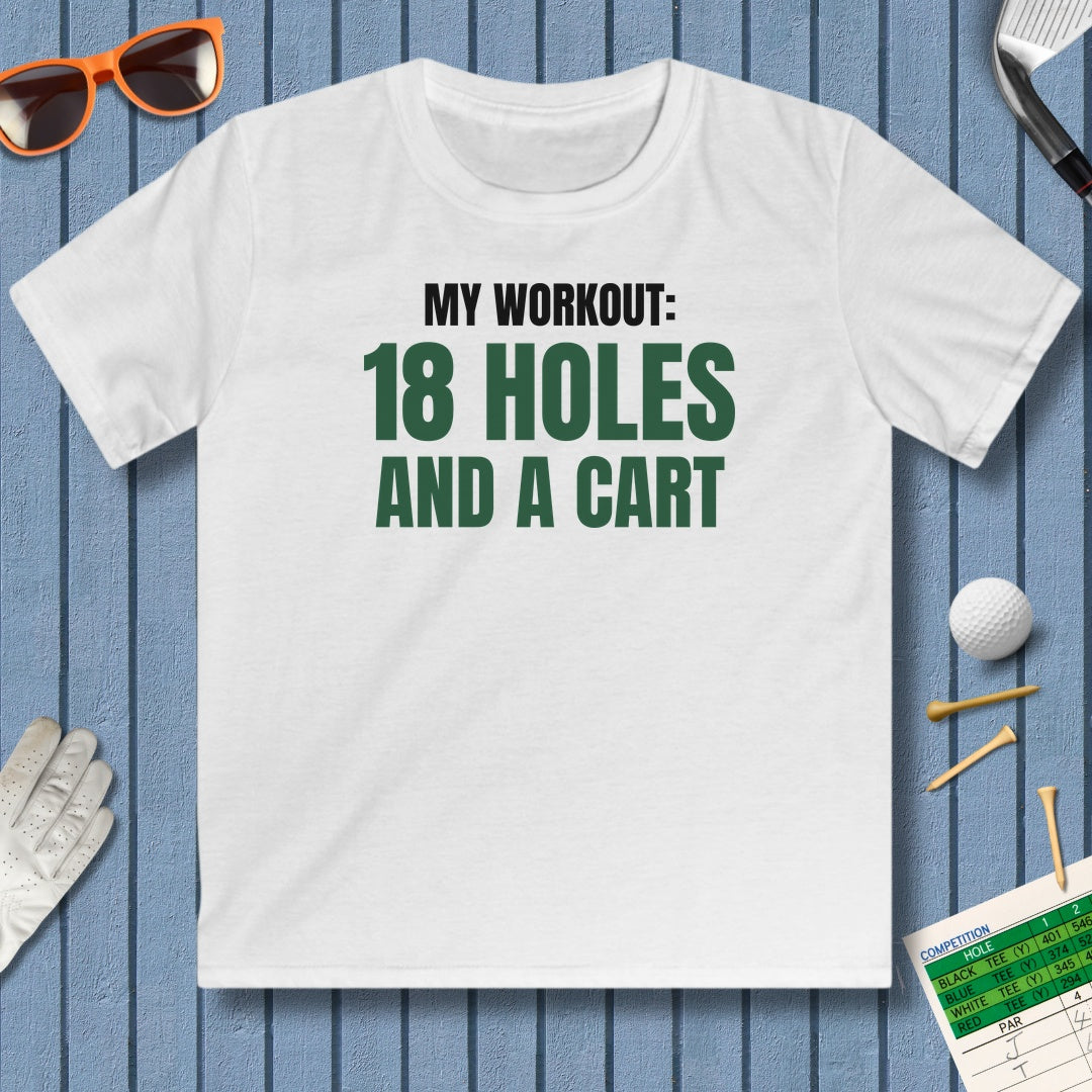 My Workout: 18 Holes - Youth Golf T-Shirt in White