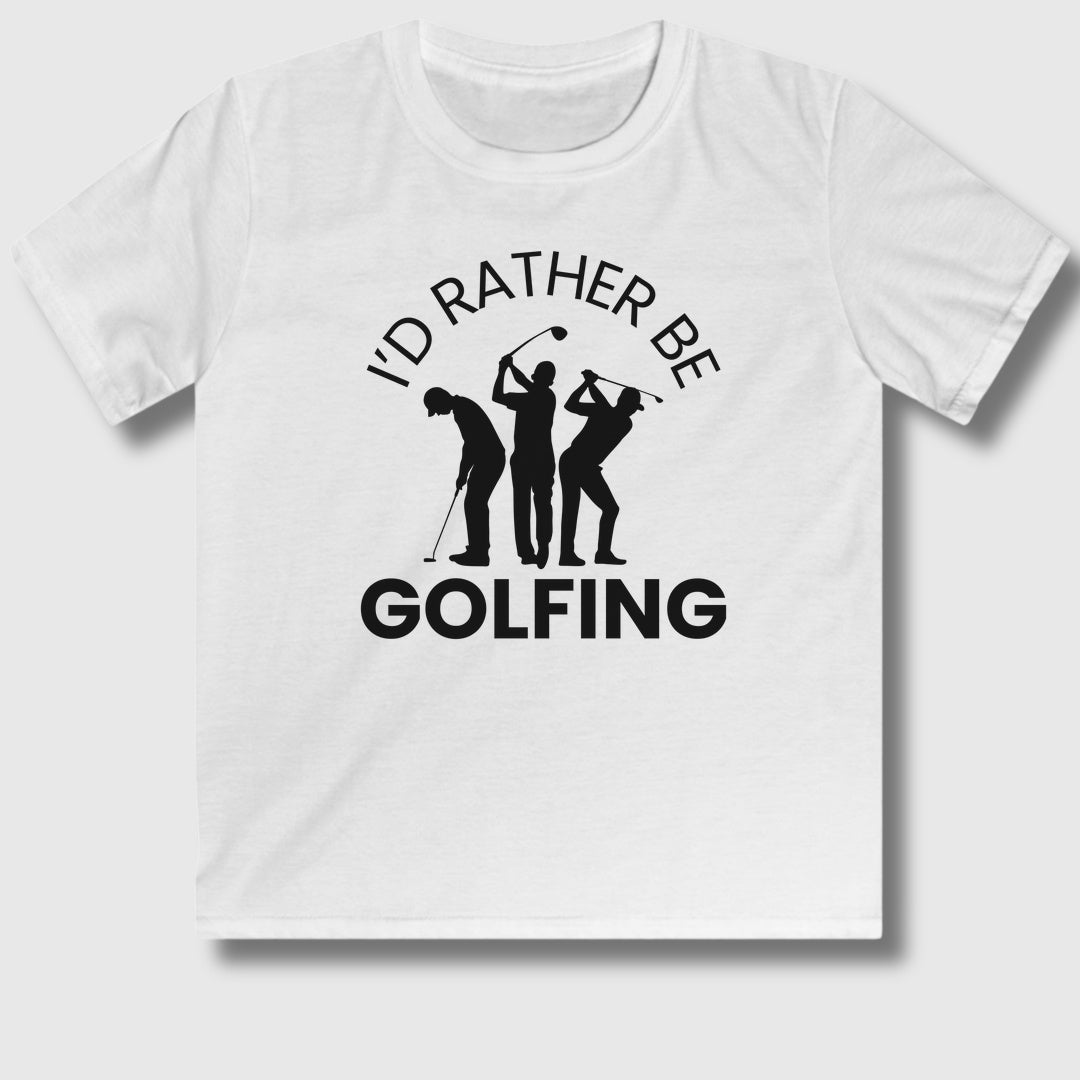 I'd Rather Be Golfing - Youth Golf T-Shirt in White