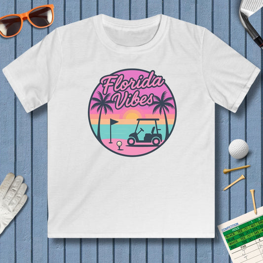 Golf Vibes - Florida Sunshine Edition - Youth Golf T-Shirt in White