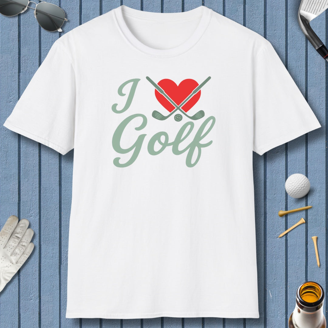I Love Golf - Adult Golf T-Shirt in White