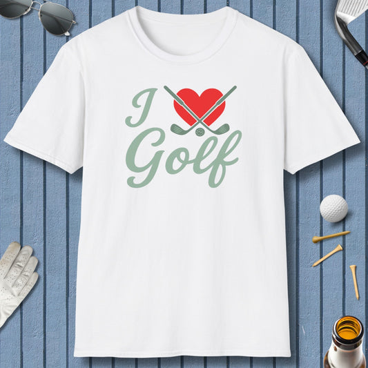 I Love Golf - Adult Golf T-Shirt in White