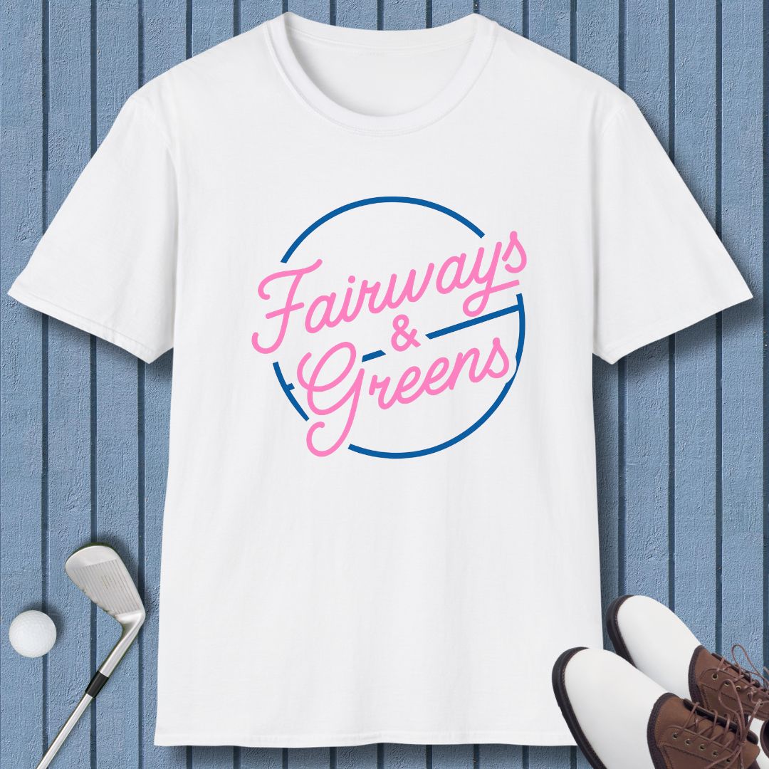 Fairways & Greens - T-shirt in White, great for casual wear. Find more fun golf focused products at oneforetheages.com