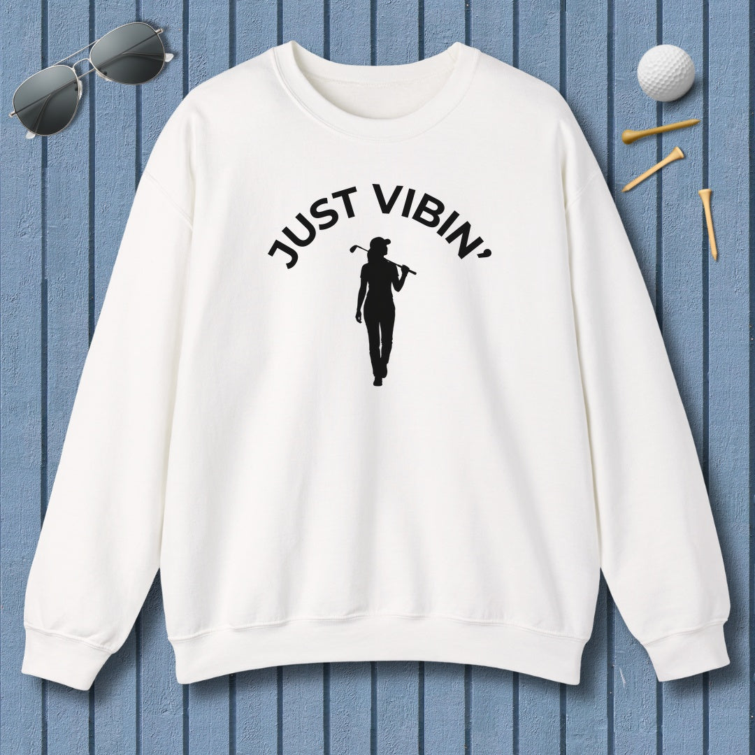 Just Vibin' - Women's - Adult Golf Sweatshirt in White